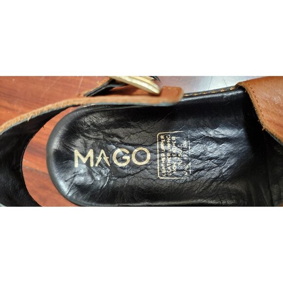 MAGO Leather Sandals Brown | Comfort Strappy Slides | Size 39 EU / 8.5 US - Picture 9 of 11